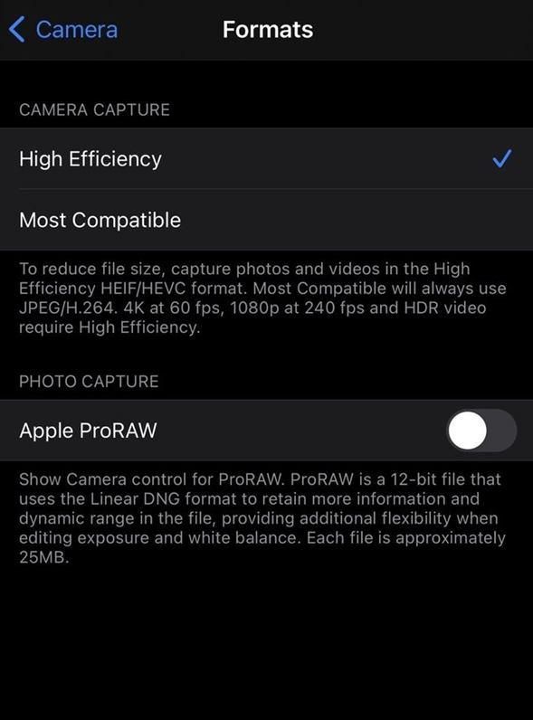 竹溪苹果手机维修分享如何为 iPhone 12 Pro/Max 启用 ProRAW 照片格式 